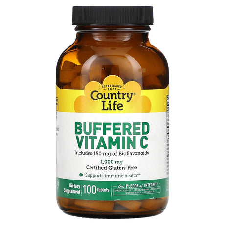 Country Life, Buffered Vitamin C, 1,000 mg, 100 Tablets - Supply Center USA