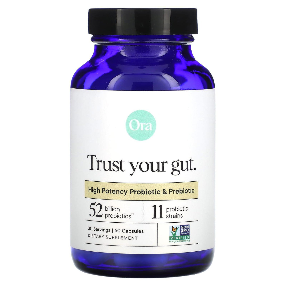 Ora, Trust Your Gut, High Potency Probiotic & Prebiotic, 60 Capsules - Supply Center USA