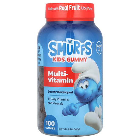 The Smurfs, Kids Gummy, Multi-Vitamin, Ages 3+, Smurf Berry, 100 Gummies - Supply Center USA