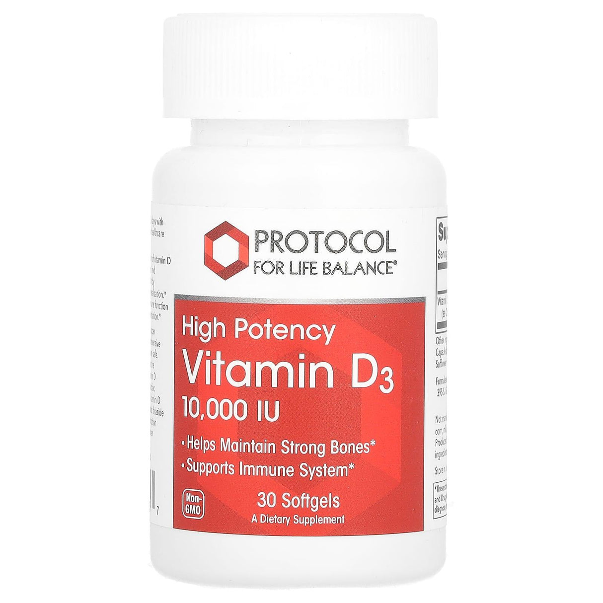 Protocol for Life Balance, Vitamin D3, High Potency, 10,000 IU, 30 Softgels - Supply Center USA