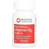 Protocol for Life Balance, Vitamin D3, High Potency, 10,000 IU, 30 Softgels - Supply Center USA