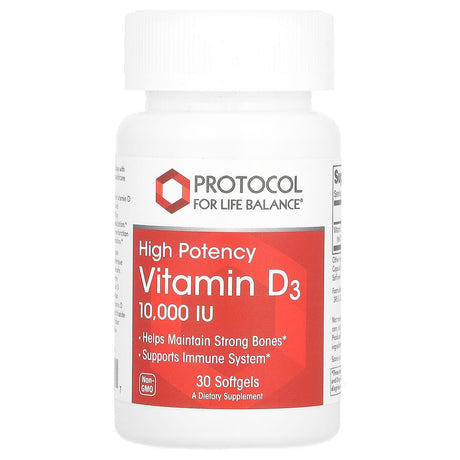 Protocol for Life Balance, Vitamin D3, High Potency, 10,000 IU, 30 Softgels - Supply Center USA