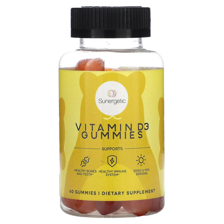 Sunergetic, Vitamin D3 Gummies, Strawberry, Peach and Mango, 60 Gummies - Supply Center USA