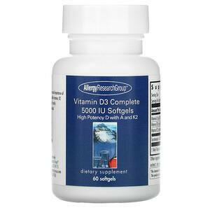 Allergy Research Group, Vitamin D3 Complete, 5000 IU, 60 Softgels - HealthCentralUSA