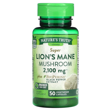 Nature's Truth, Super Lion's Mane Mushroom plus Bioperine , 2,100 mg, 50 Vegetarian Capsules - Supply Center USA