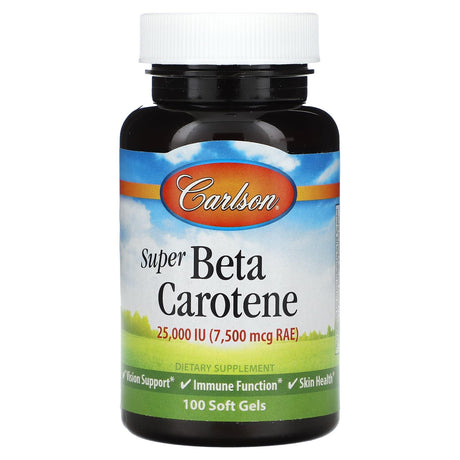 Carlson, Super Beta Carotene, 7,500 mcg RAE (25,000 IU), 100 Soft Gels - Supply Center USA