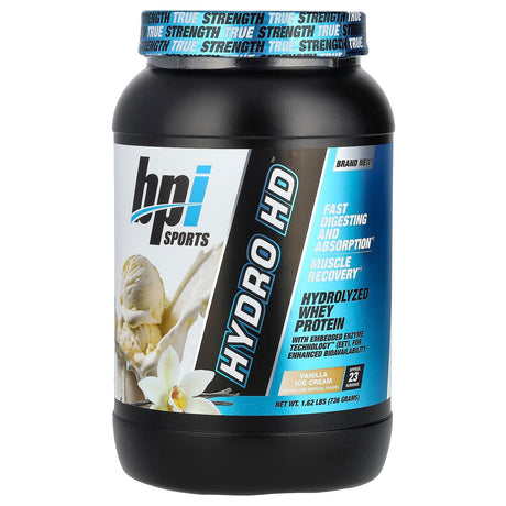 BPI Sports, Hydro HD™, Hydrolyzed Whey Protein, Vanilla Ice Cream, 1.62 lbs (736 g) - Supply Center USA