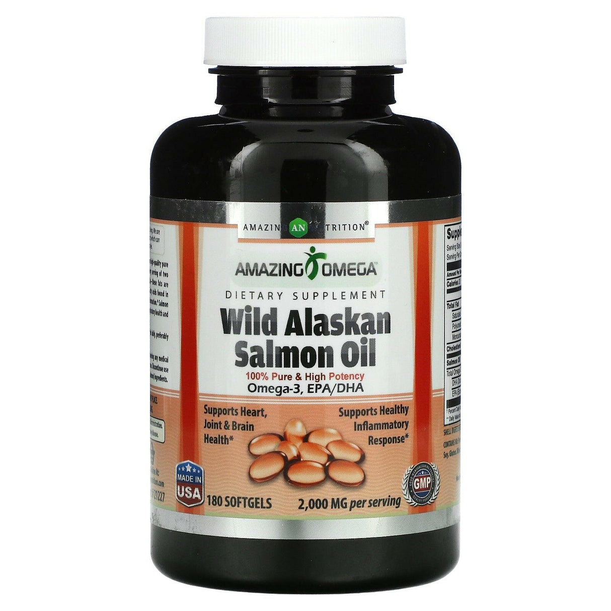 Amazing Nutrition, Wild Alaskan Salmon Oil, 2,000 mg, 180 Softgels - Supply Center USA