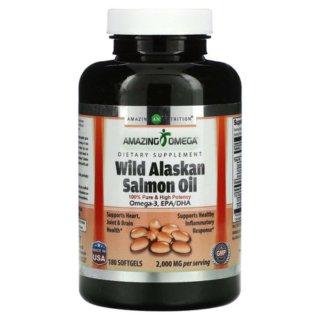 Amazing Nutrition, Wild Alaskan Salmon Oil, 2,000 mg, 180 Softgels - Supply Center USA