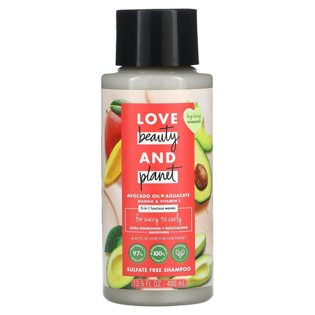 Love Beauty and Planet, 3 in 1 Shampoo, For Wavy to Curly, Avocado Oil Aguacate Mango & Vitamin E, 13.5 fl oz (400 ml) - Supply Center USA