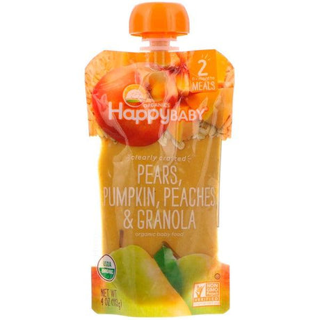 Happy Family Organics, Happy Baby, Organic Baby Food, 6+ Months, Bananas, Raspberries & Oats, 4 oz (113 g) - Supply Center USA