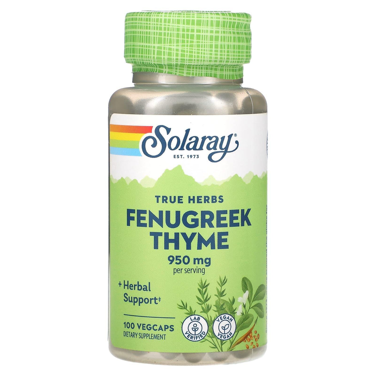 Solaray, True Herbs, Fenugreek Thyme, 950 mg, 100 VegCaps - Supply Center USA