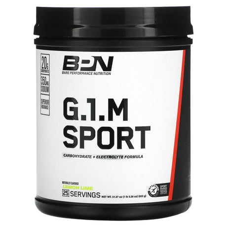 Bare Performance Nutrition, G.1.M Sport, Lemon Lime, 1 lb (603 g) - Supply Center USA