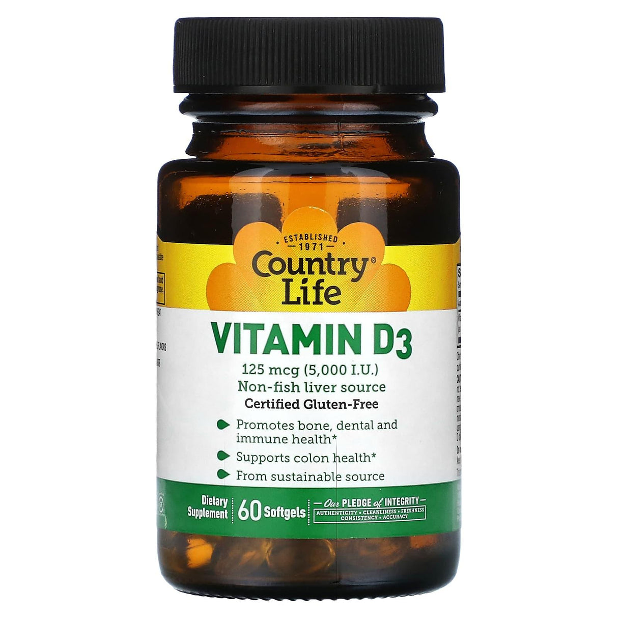 Country Life, Vitamin D3, 125 mcg (5,000 IU), 60 Softgels - Supply Center USA