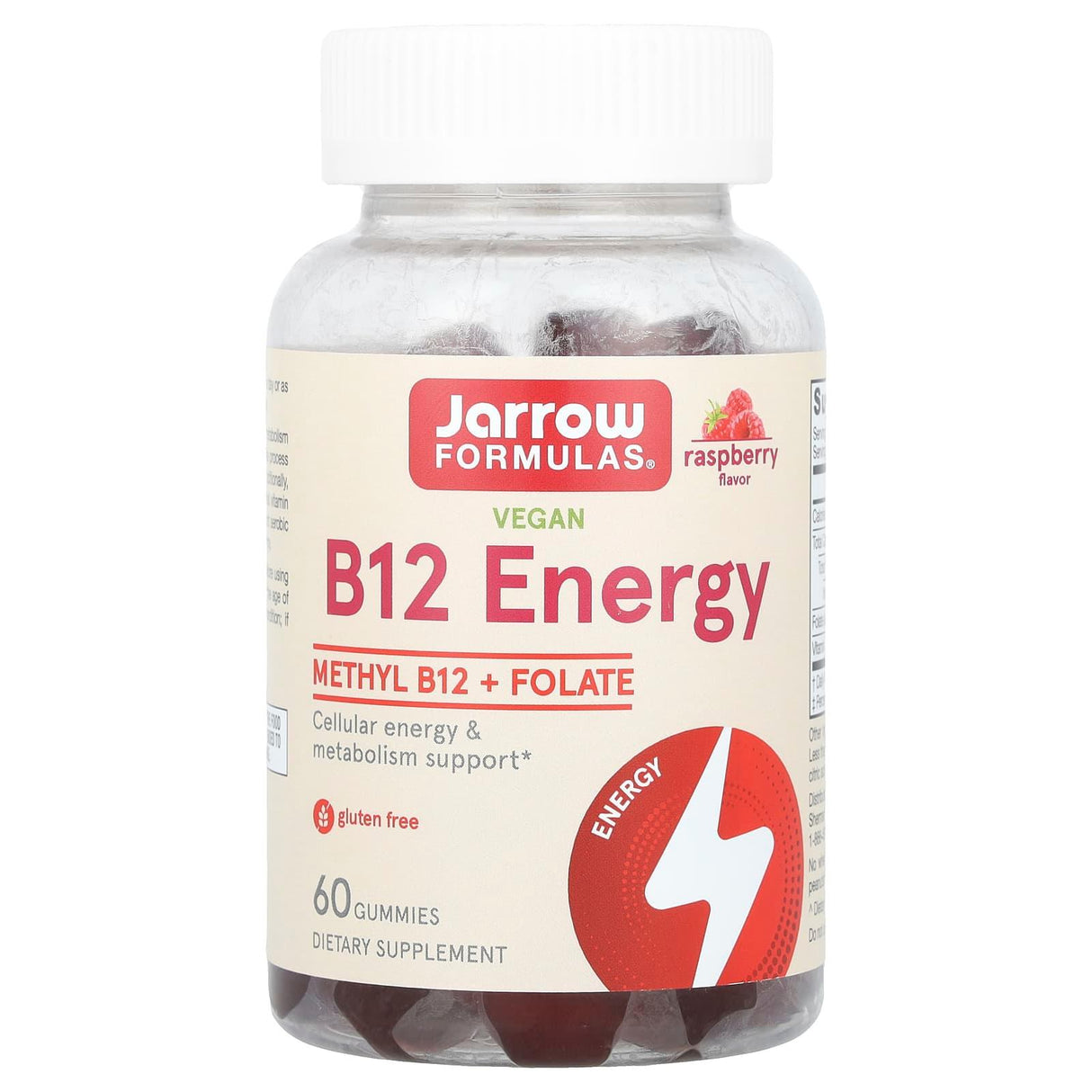 Jarrow Formulas, Vegan B12 Energy Gummies, Raspberry, 60 Gummies - Supply Center USA