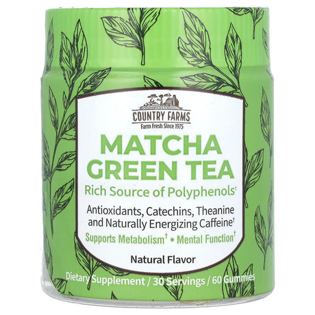 Country Farms, Matcha Green Tea, Natural, 60 Gummies - Supply Center USA