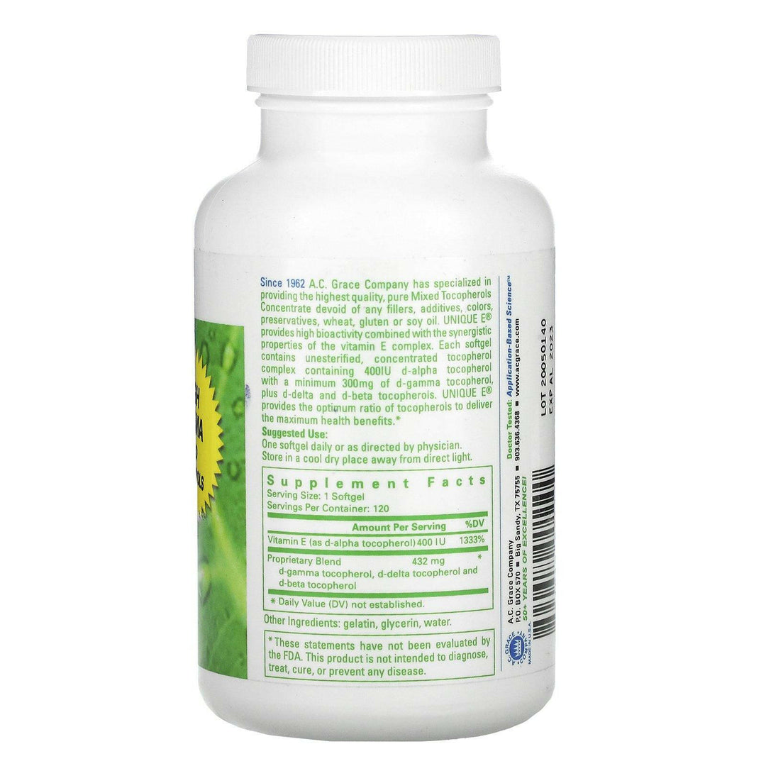 A.C. Grace Company, Unique E, 120 Softgels - HealthCentralUSA