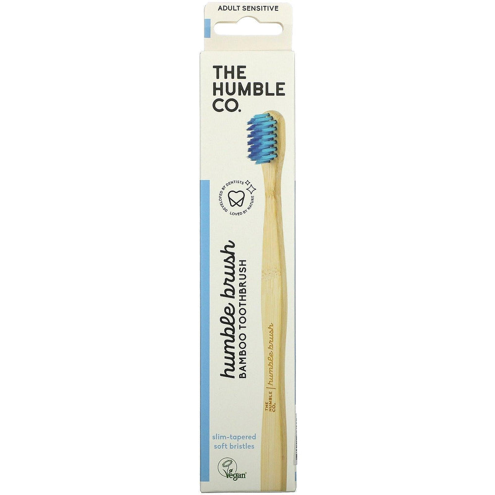 The Humble Co., Humble Bamboo Toothbrush, Adult Sensitive, Blue, 1 Toothbrush - HealthCentralUSA