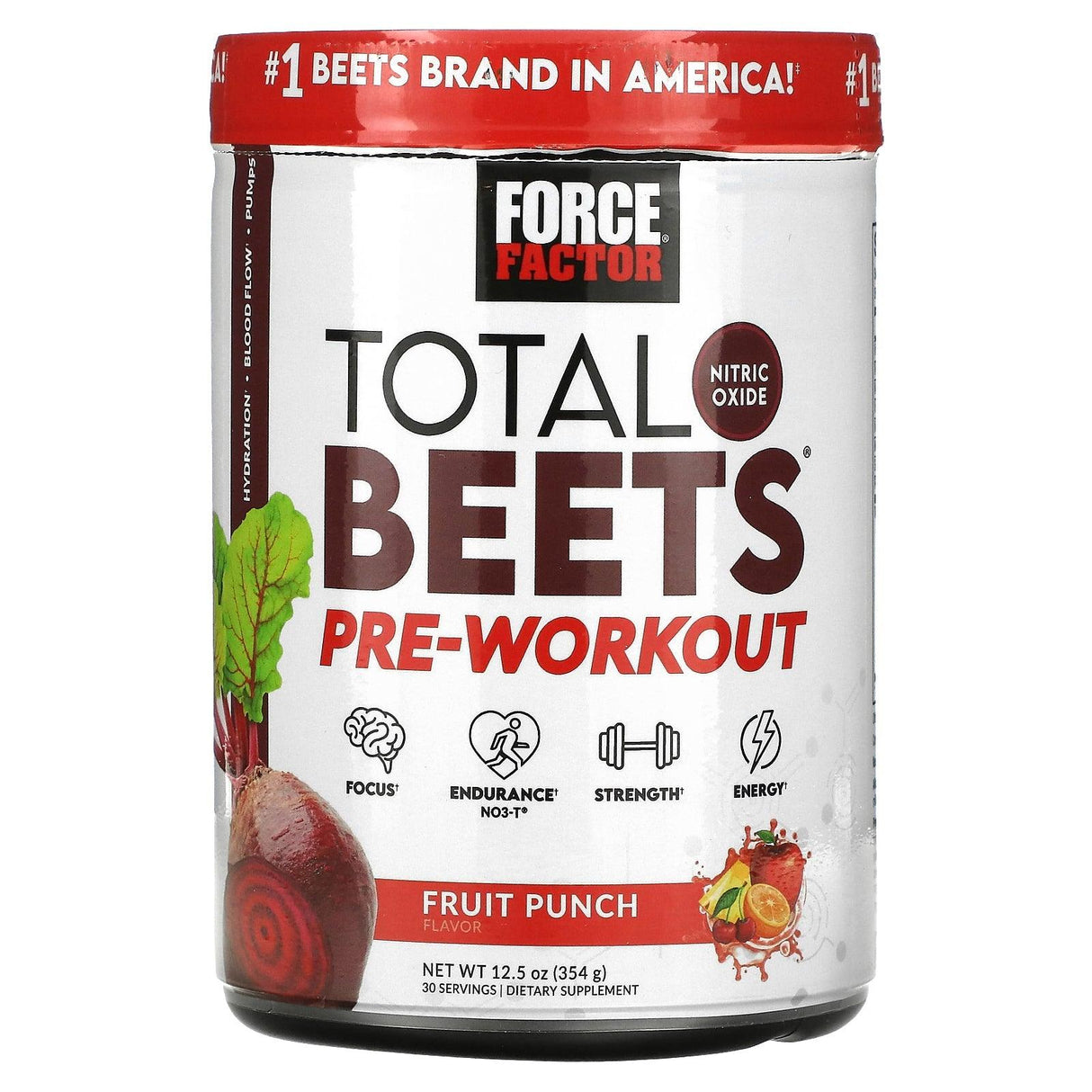 Force Factor, Total Beets, Pre-Workout, Fruit Punch, 12.5 oz (354 g) - Supply Center USA