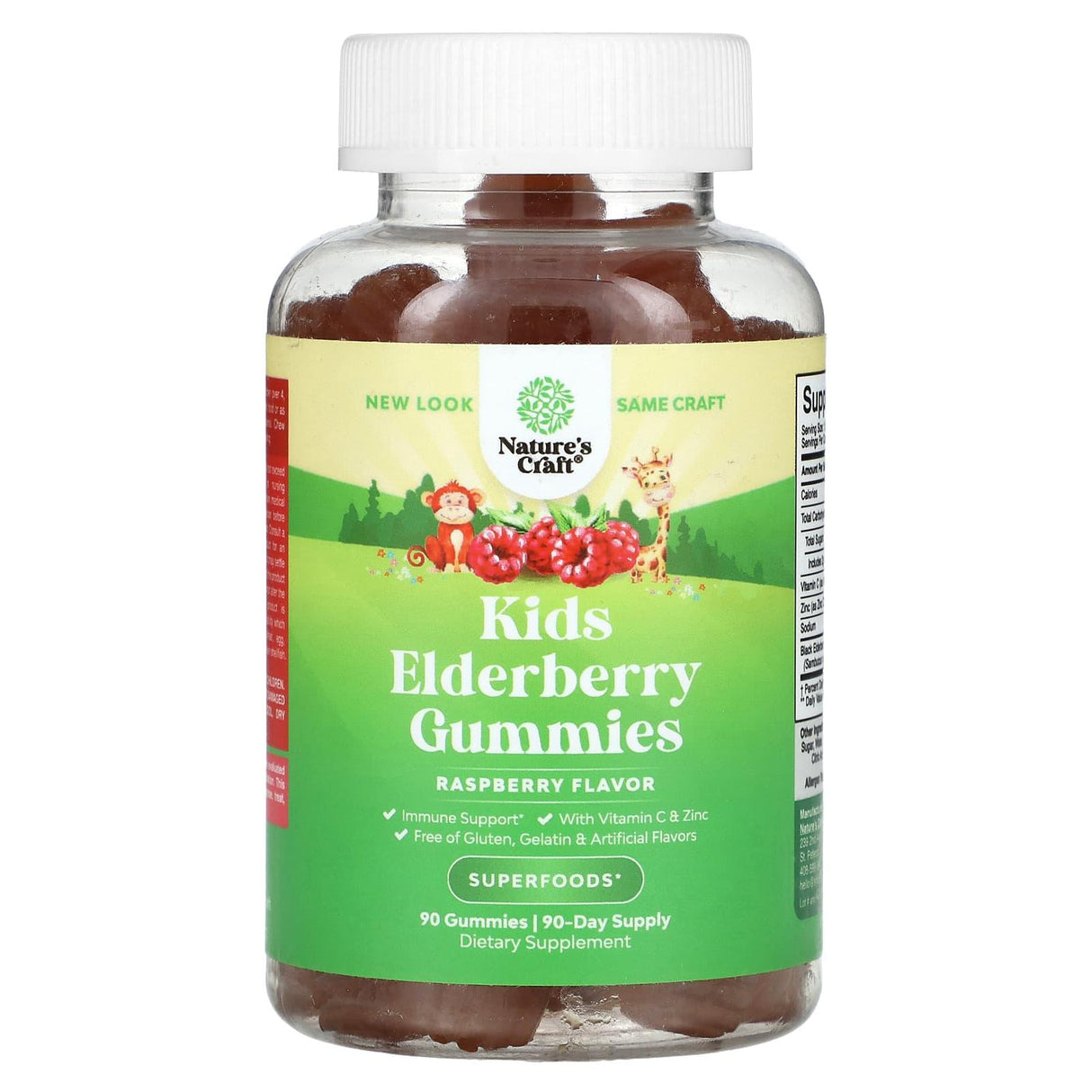 Nature's Craft, Kids Elderberry Gummies, Raspberry , 90 Gummies - Supply Center USA