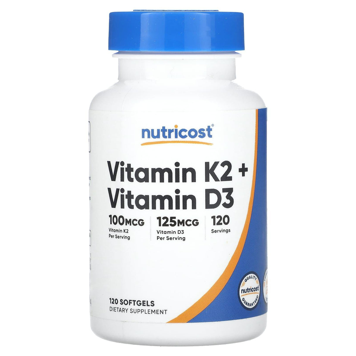 Nutricost, Vitamin K2 + Vitamin D3, 120 Softgels - Supply Center USA