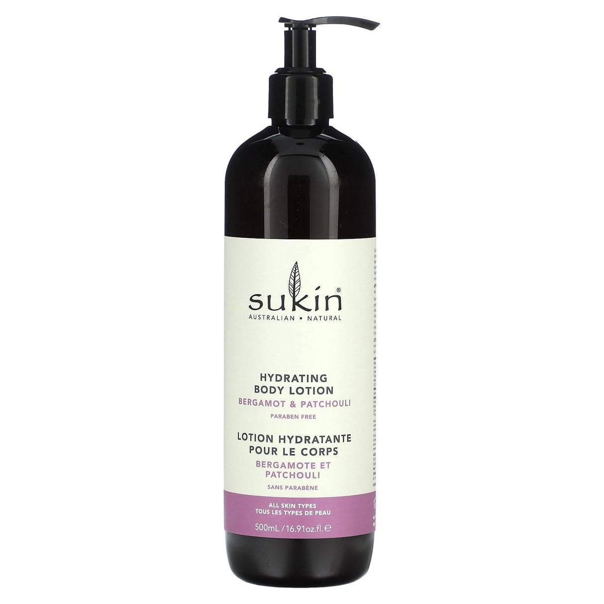 Sukin, Hydrating Body Lotion, Bergamot & Patchouli, 16.9 fl oz (500 ml) - Supply Center USA