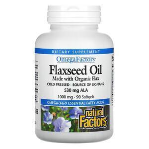 Natural Factors, Flaxseed Oil, 1,000 mg, 90 Softgels - Supply Center USA