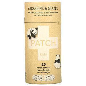 Patch, Kids, Natural Bamboo Strip Bandages with Coconut Oil, Abrasions & Grazes, Panda, 25 Eco Bandages - Supply Center USA