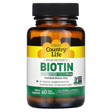 Country Life, Biotin, High Potency, 10 mg, 60 Vegan Capsules - Supply Center USA