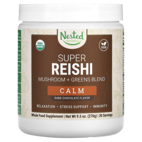 Nested Naturals, Super Reishi, Calm, Dark Chocolate, 9.5 oz (270 g) - Supply Center USA