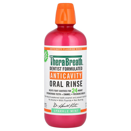 TheraBreath, Anticavity Oral Rinse, Sparkle Mint, 33.8 fl oz (1 l) - Supply Center USA