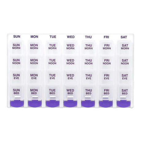 Ezy Dose, Weekly 4X/Day with Push Button Pop-Outs Medtime Planner, 1 Count - Supply Center USA