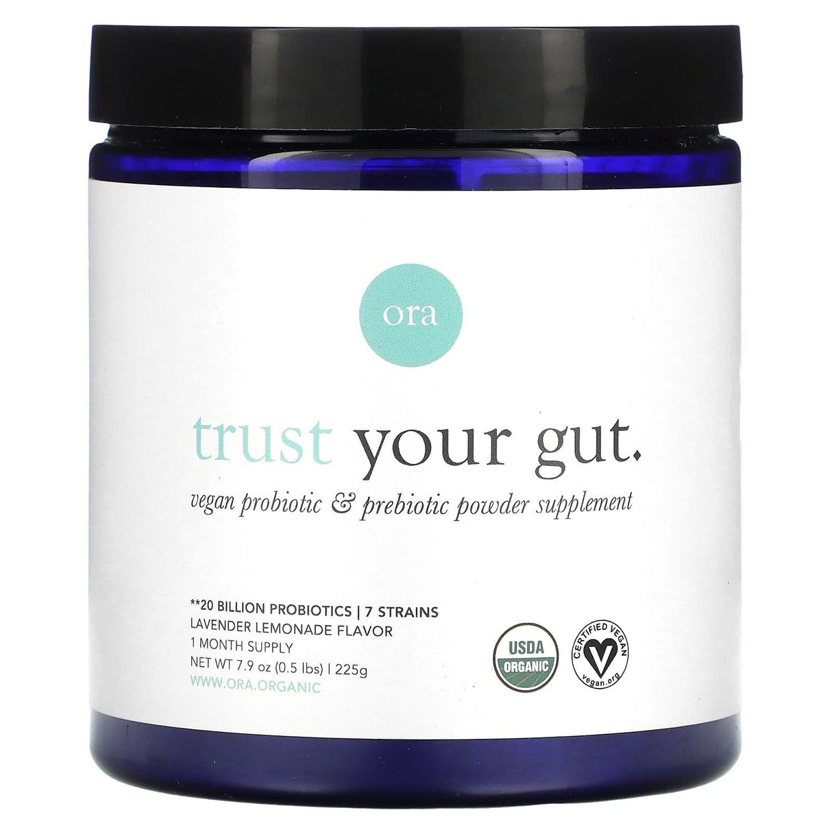 Ora, Trust Your Gut, Vegan Probiotic & Prebiotic Powder, Lavender Lemonade, 20 Billion, 7.9 oz (225 g) - Supply Center USA