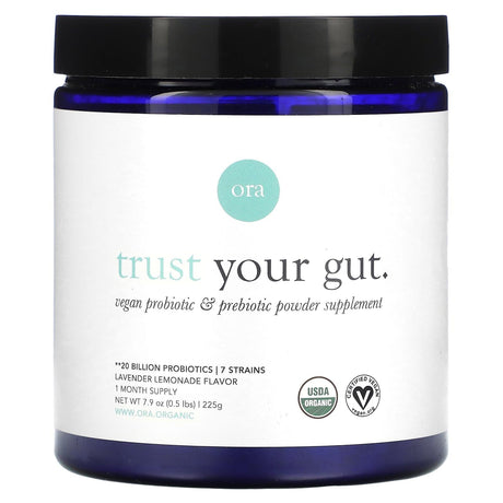 Ora, Trust Your Gut, Vegan Probiotic & Prebiotic Powder, Lavender Lemonade, 20 Billion, 7.9 oz (225 g) - Supply Center USA