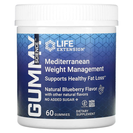 Life Extension, Gummy Science, Mediterranean Weight Management, Natural Blueberry, 60 Gummies - Supply Center USA