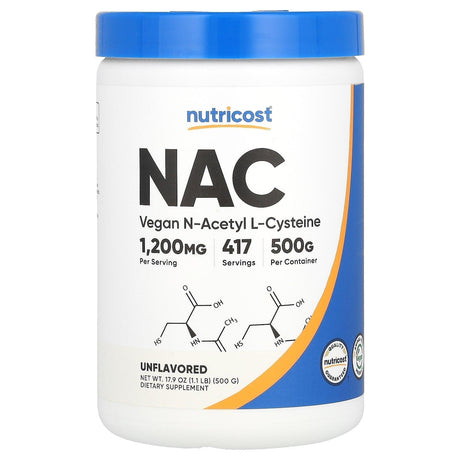 Nutricost, Vegan NAC, Unflavored, 17.9 oz (500 g) - Supply Center USA