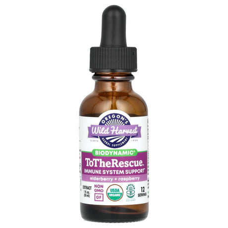 Oregon's Wild Harvest, Biodynamic, To The Rescue, Elderberry + Raspberry, 1 fl oz (30 ml) - Supply Center USA