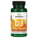 Swanson, Vitamin D3, 1,000 IU, 250 Capsules - Supply Center USA