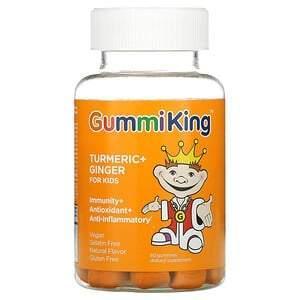 GummiKing, Turmeric + Ginger For Kids, Immunity + Antioxidant + Anti-Inflammatory, Mango, 60 Gummies - Supply Center USA