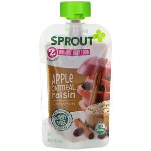 Sprout Organic, Baby Food, 6 Months & Up, Apple Oatmeal Raisin with Cinnamon, 3.5 oz (99 g) - Supply Center USA