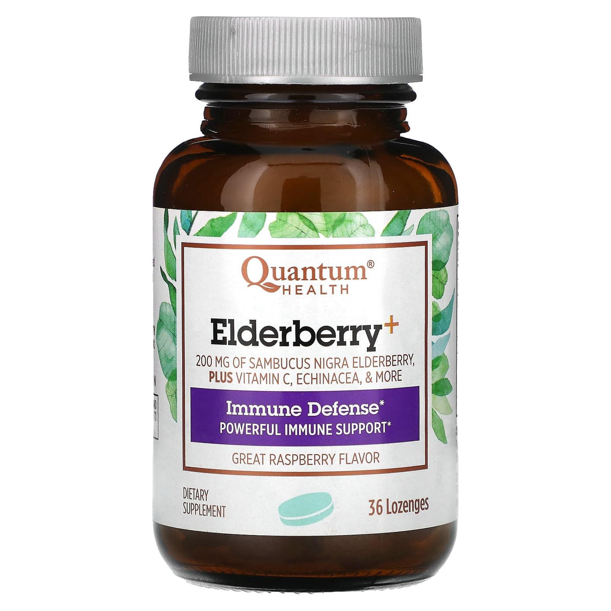 Quantum Health, Elderberry+ Immune Defense, Raspberry, 36 Lozenges - Supply Center USA