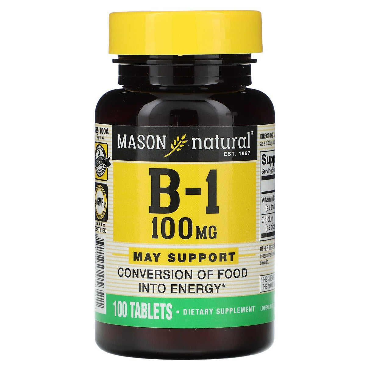 Mason Natural, B-1, 100 mg, 100 Tablets