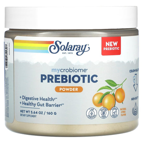 Solaray, Mycrobiome Prebiotic Powder, Natural Citrus, 5.64 oz (160 g) - Supply Center USA