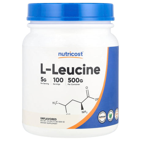 Nutricost, L-Leucine, Unflavored, 17.9 oz (500 g) - Supply Center USA