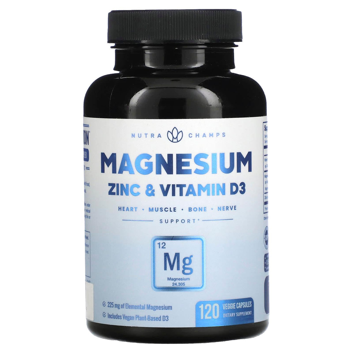 NutraChamps, Magnesium, Zinc & Vitamin D3, 120 Veggie Capsules - Supply Center USA