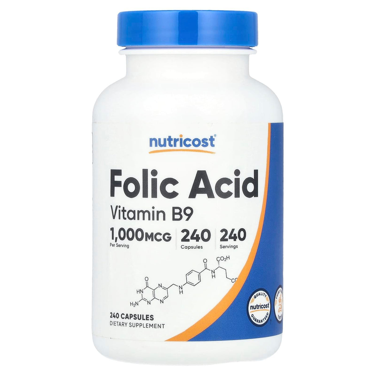 Nutricost, Folic Acid, 1,000 mcg, 240 Capsules - Supply Center USA