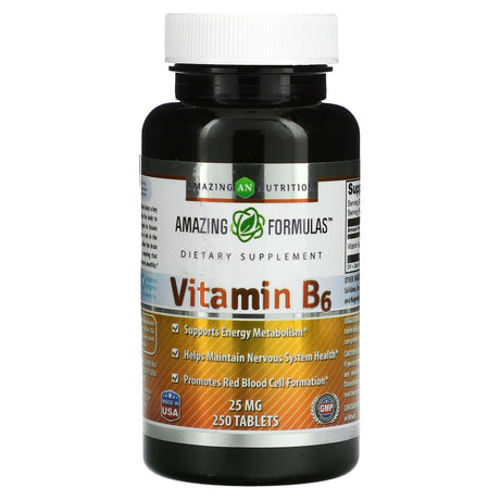 Amazing Nutrition, Vitamin B6, 25 mg, 250 Tablets - Supply Center USA