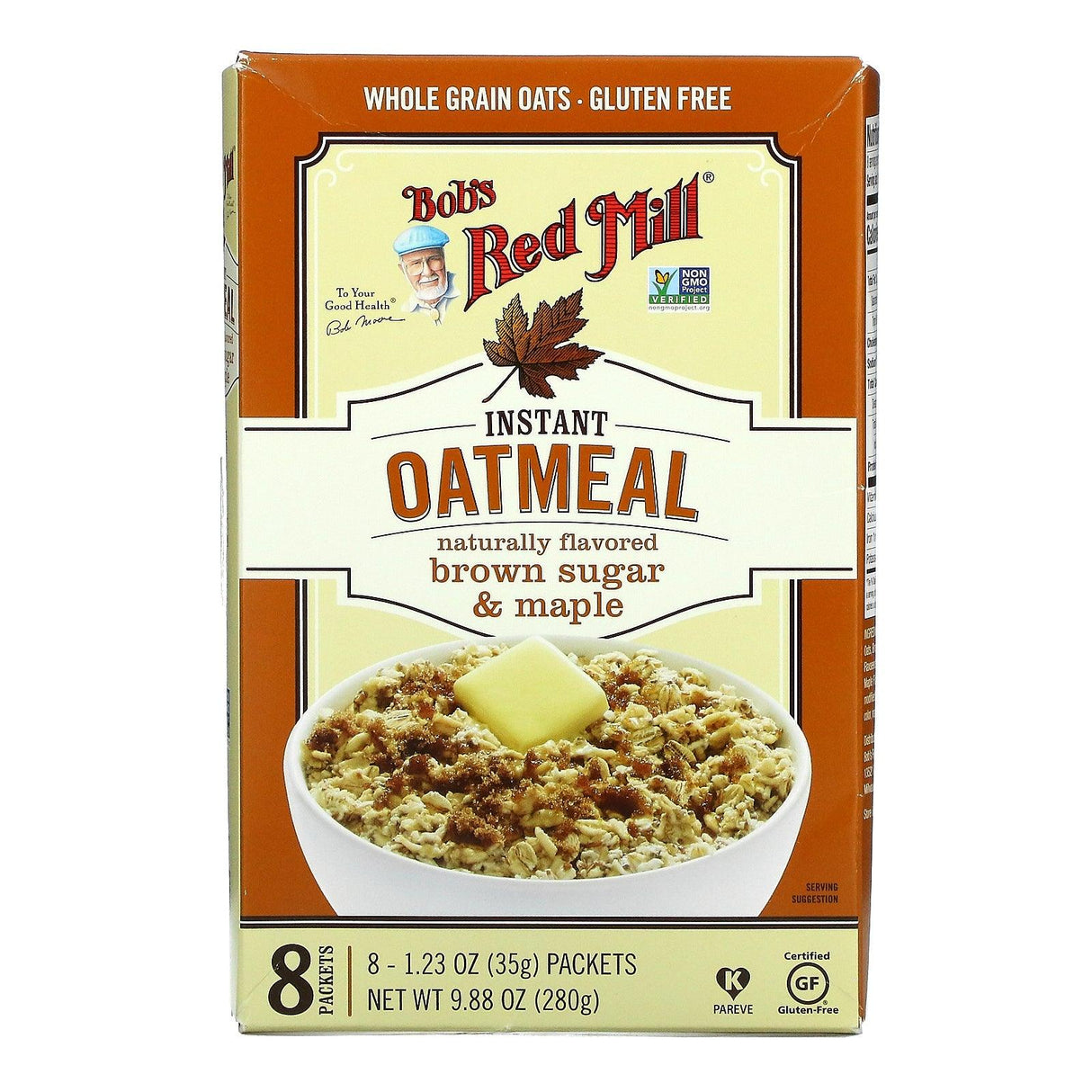 Bob's Red Mill, Instant Oatmeal Packets, Brown Sugar & Maple, 8 Packets, 1.23 oz (35 g) Each - Supply Center USA