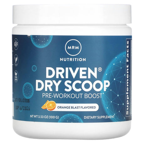 MRM Nutrition, Driven Dry Scoop, Pre-Workout Boost, Orange Blast, 3.53 oz (100 g) - Supply Center USA