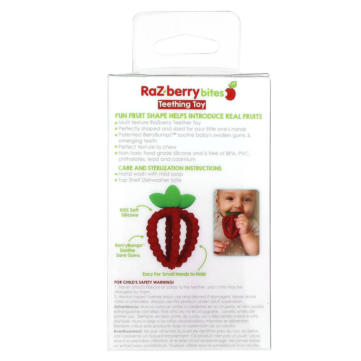 RaZbaby, Raz-Berry Bites Teething Toy, 3m+, 1 Toy - Supply Center USA